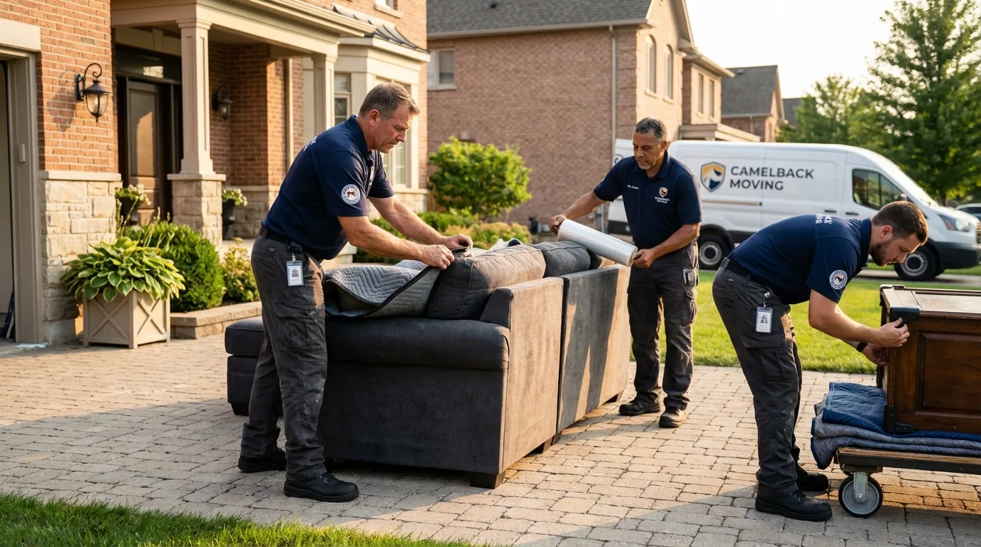 Large estate moving crew wrapping furniture in Winters, CA